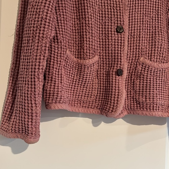 Vintage The Territory Ahead Waffle Quilt Jacket Dusty Pink Womens Medium Linen - Picture 5 of 7
